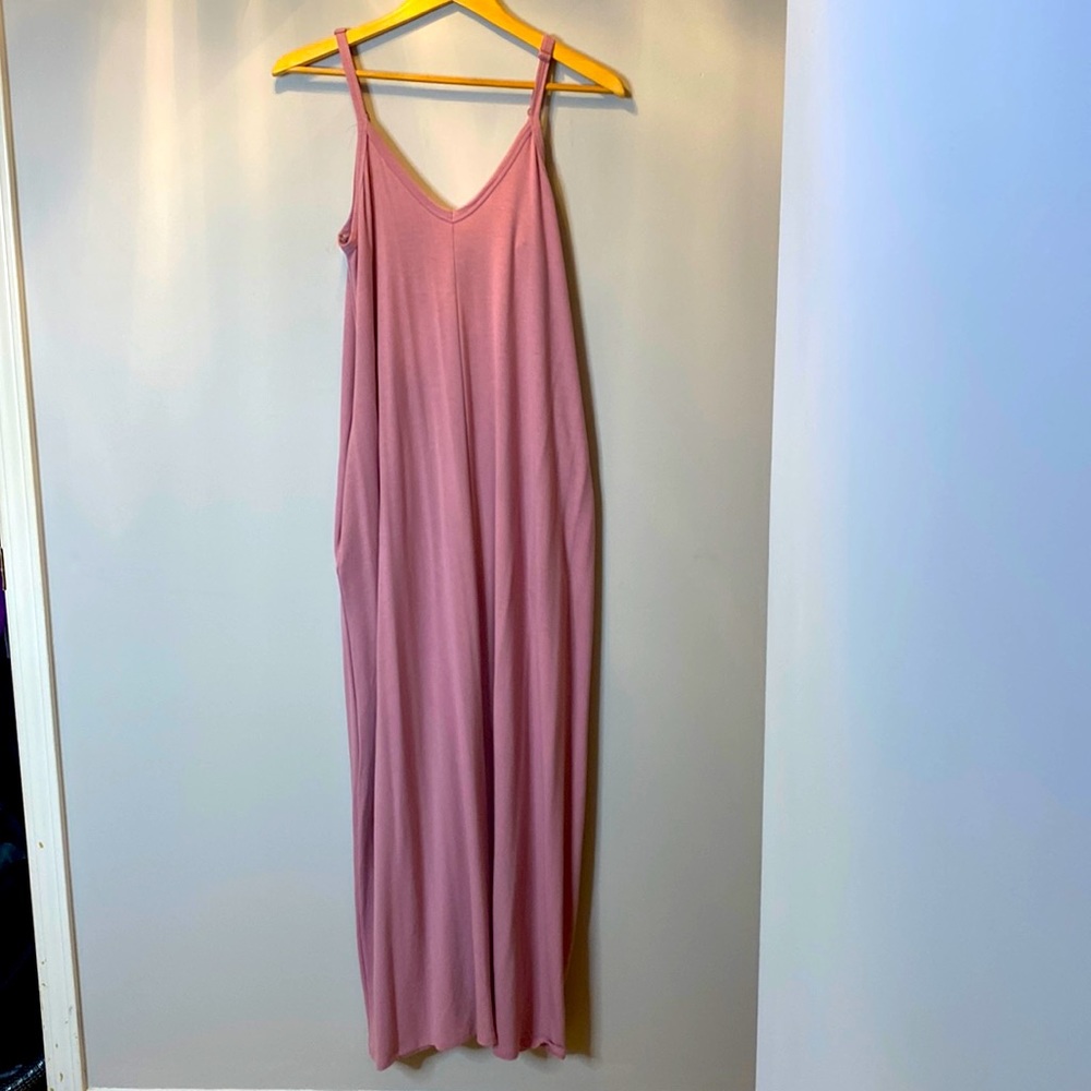 Zenana v neck maxi dress with side pockets
